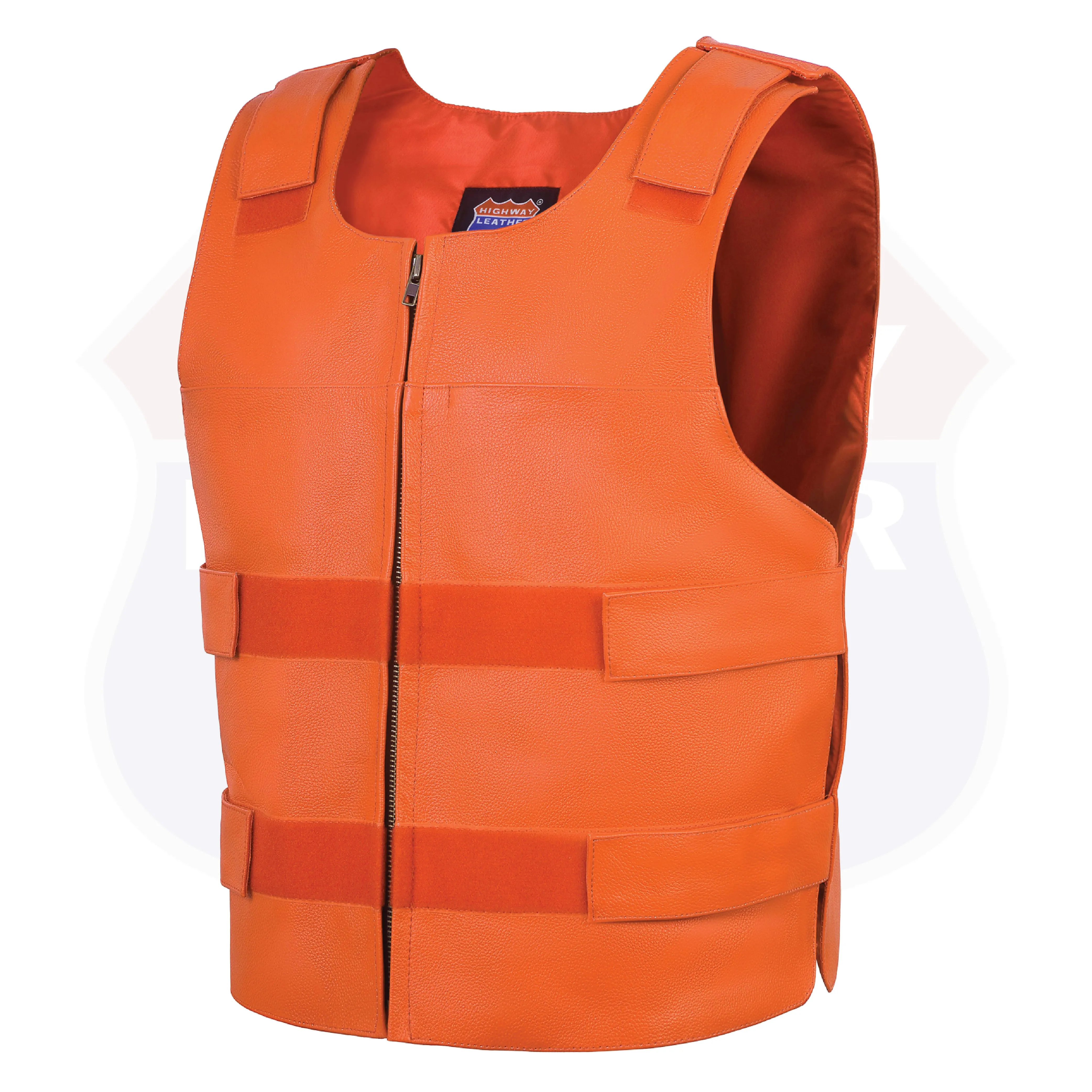 11643 Orange bullet proof leather vest - Men