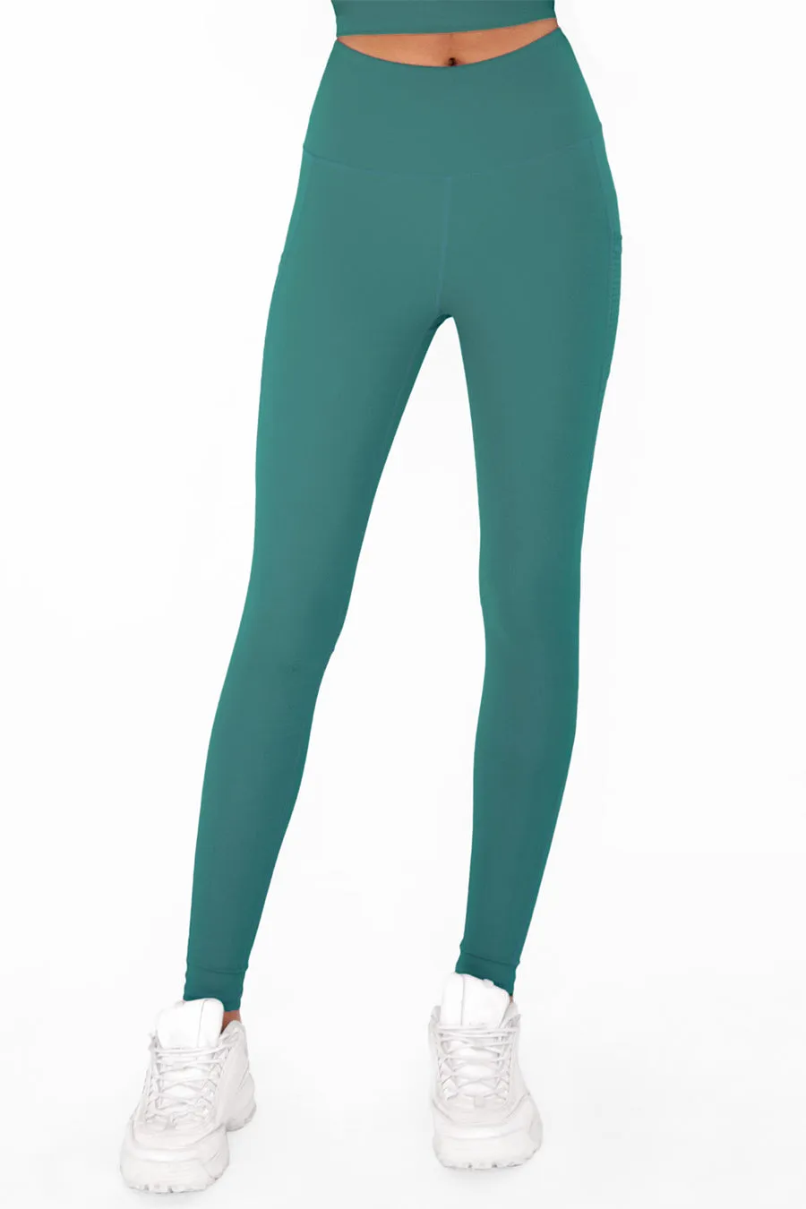 4 for $54 - Emerald Green Cassi Mesh Pockets Workout Leggings Yoga Pants - Women