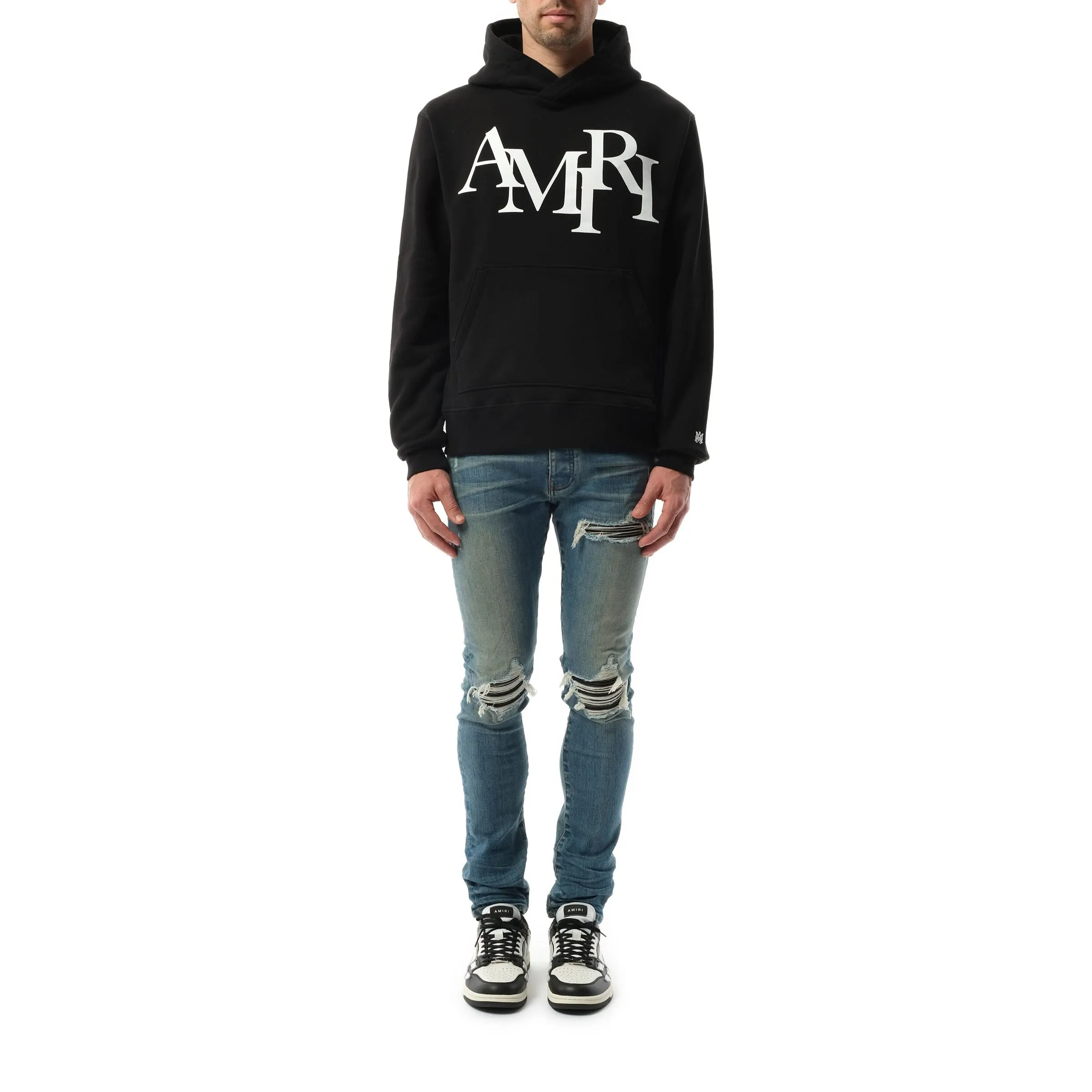 Amiri Staggered Hoodie in Black