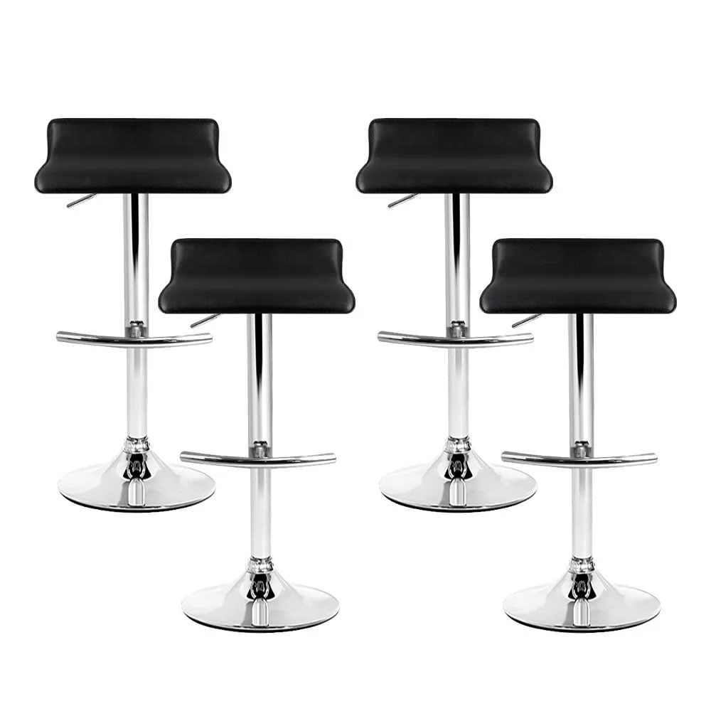 Artiss Set of 4 PU Leather Wave Style Bar Stools - Black