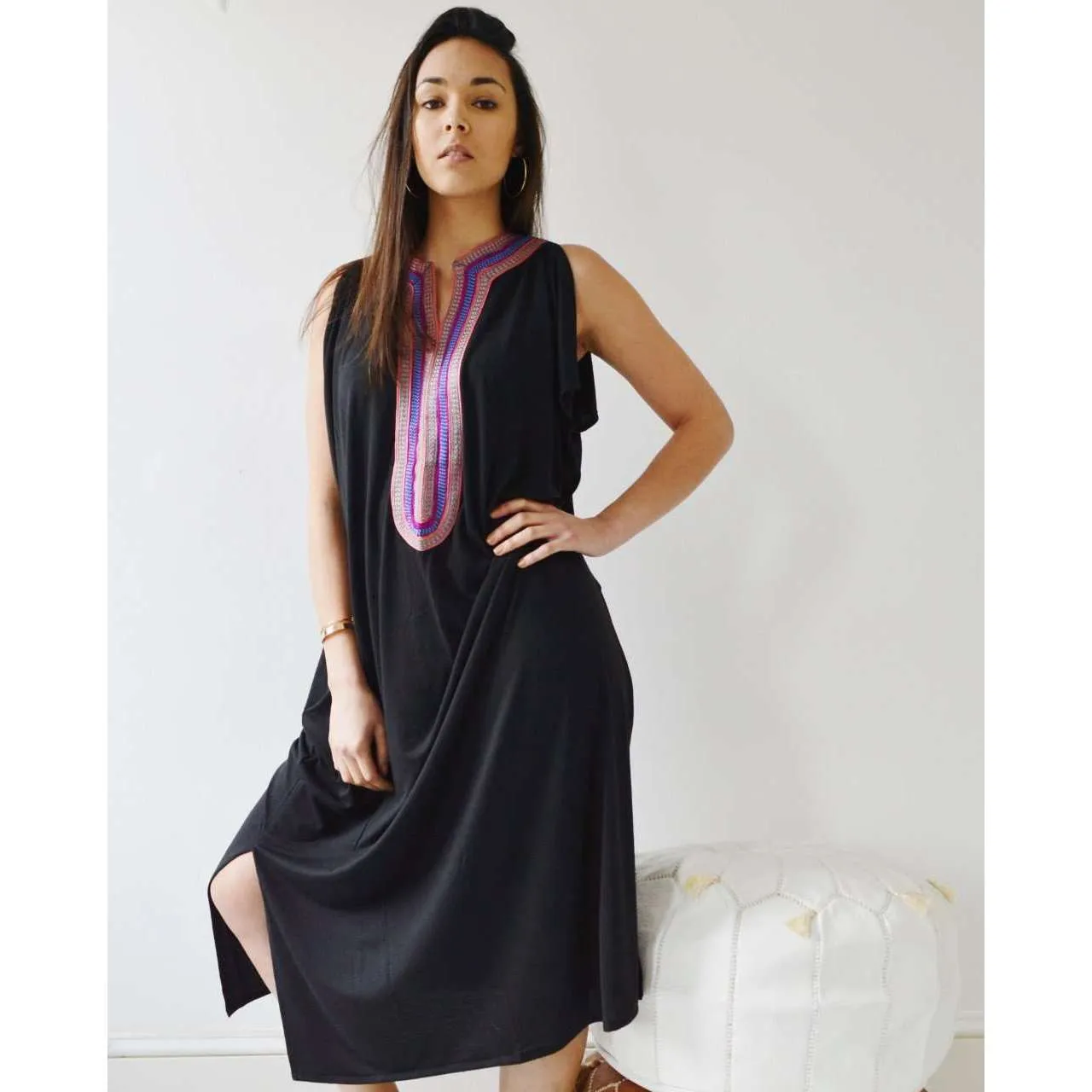 Black Marrakech Bohochic Tee Kaftan Caftan