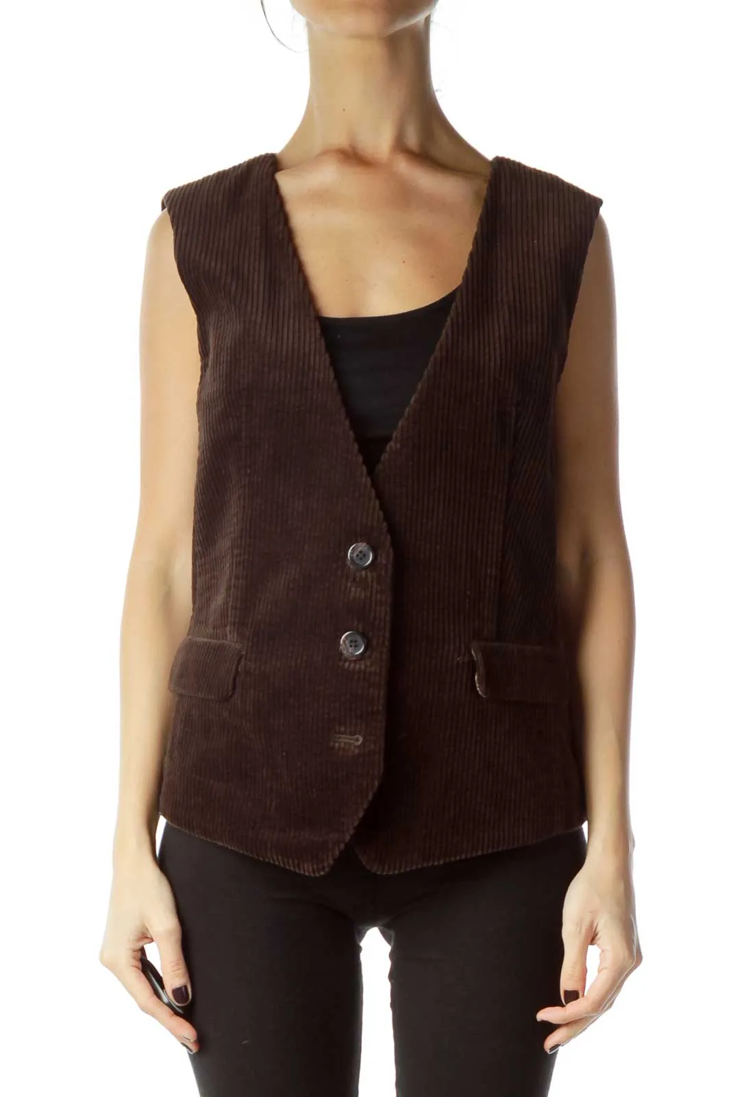 Brown Corduroy Velvet Vest