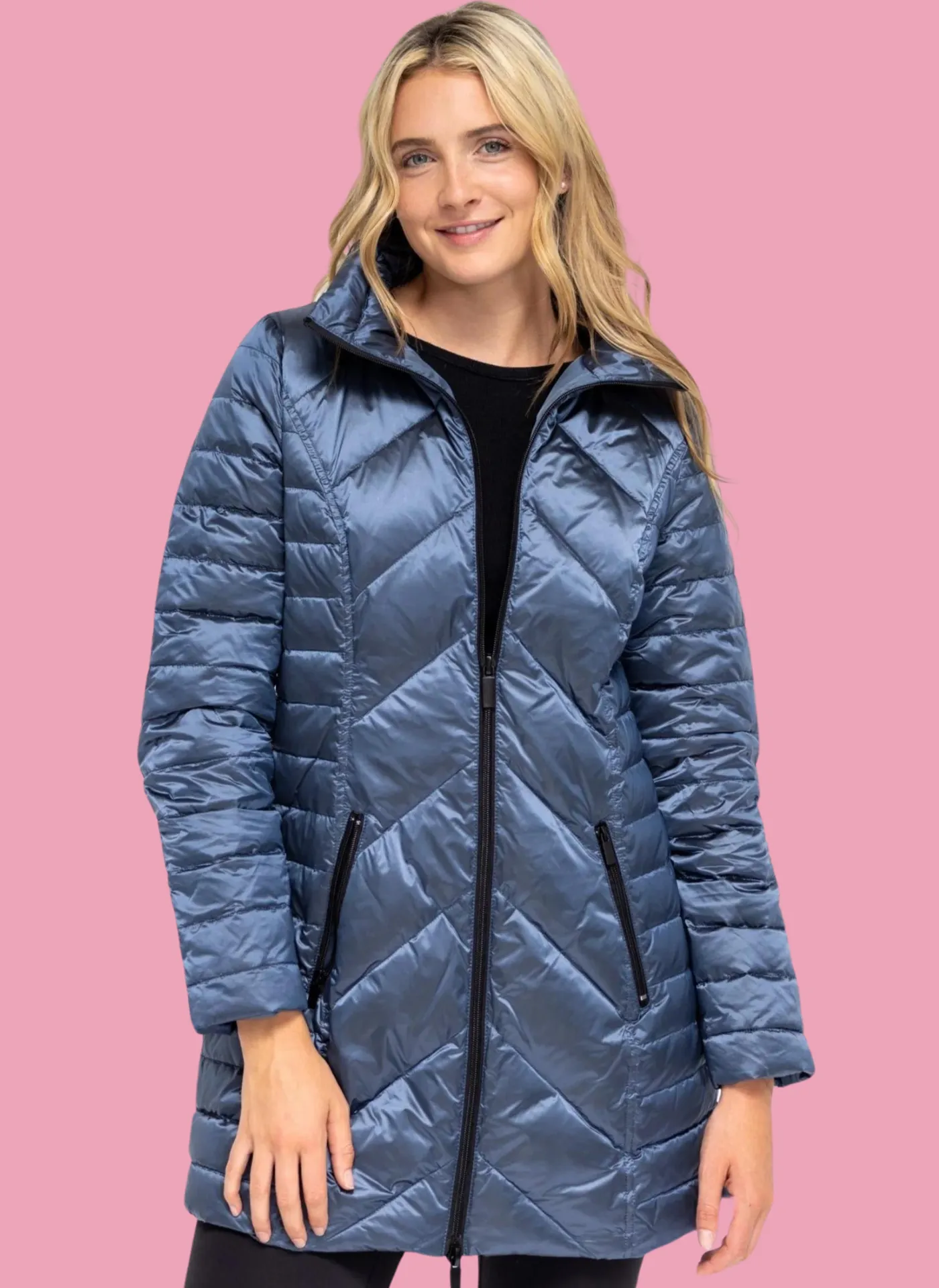 Chevron Quilted Metallic Jacket