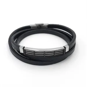 Classic Stainless Steel Men’s bracelet Classic Leather Wide Bracelet for Men