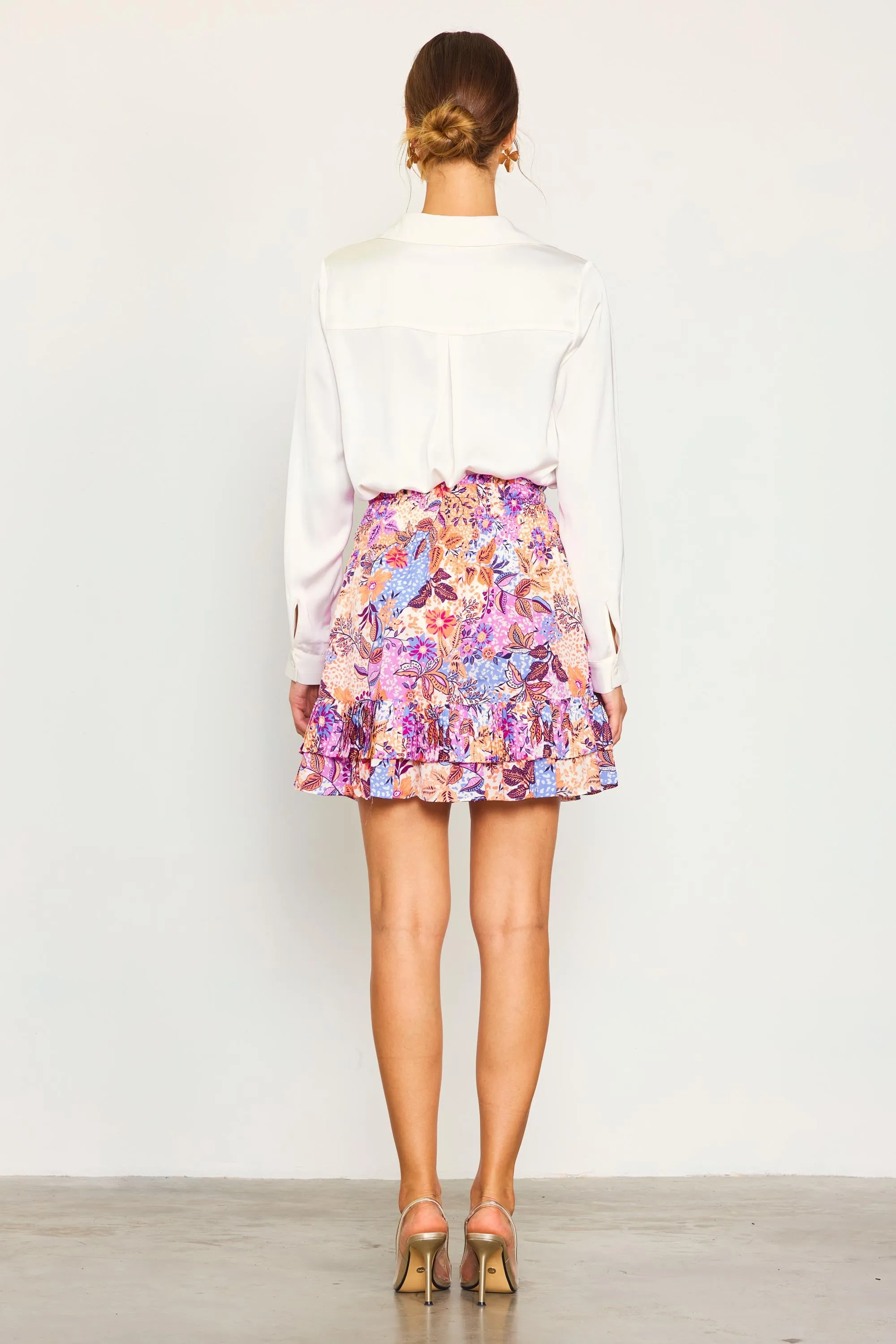 Dahlia Print Smocked Mini Skirt