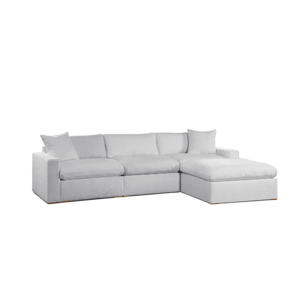 Dexy 119 Inch 4pc Modular L Sectional Sofa, Pillows Light Gray Teddy Fabric By Casagear Home