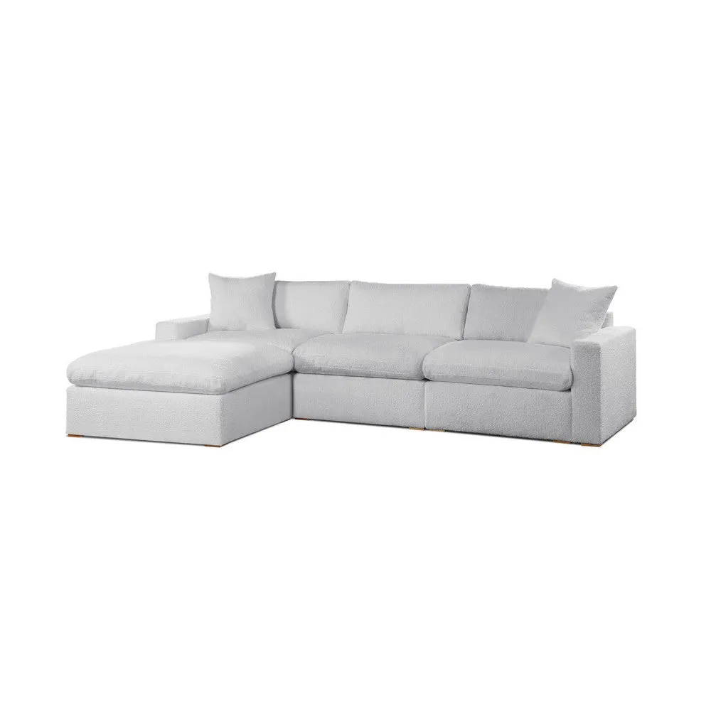 Dexy 119 Inch 4pc Modular L Sectional Sofa, Pillows Light Gray Teddy Fabric By Casagear Home