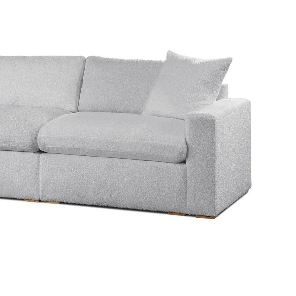 Dexy 119 Inch 4pc Modular L Sectional Sofa, Pillows Light Gray Teddy Fabric By Casagear Home