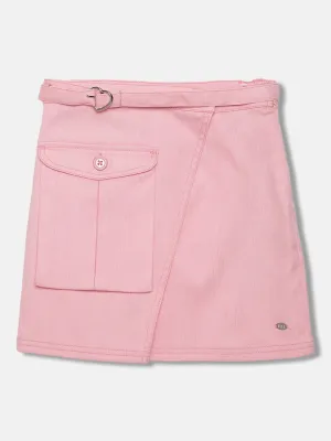 Elle Girls Pink Solid Regular Fit Skirt