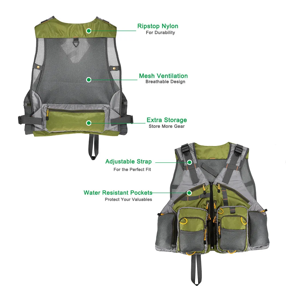 Fishing Vest Top Quality Mesh Unisex with Fishing Tackle Box Pesca Back Multi-function Pockets