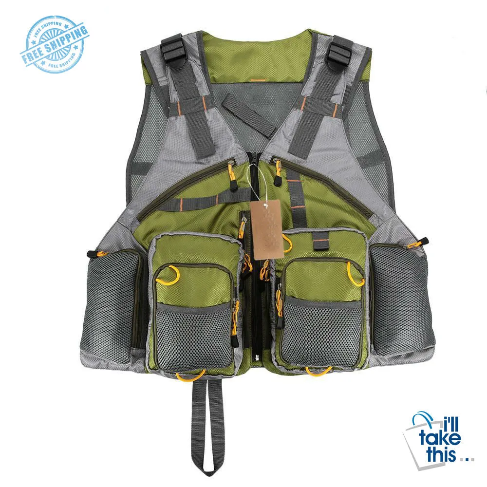 Fishing Vest Top Quality Mesh Unisex with Fishing Tackle Box Pesca Back Multi-function Pockets