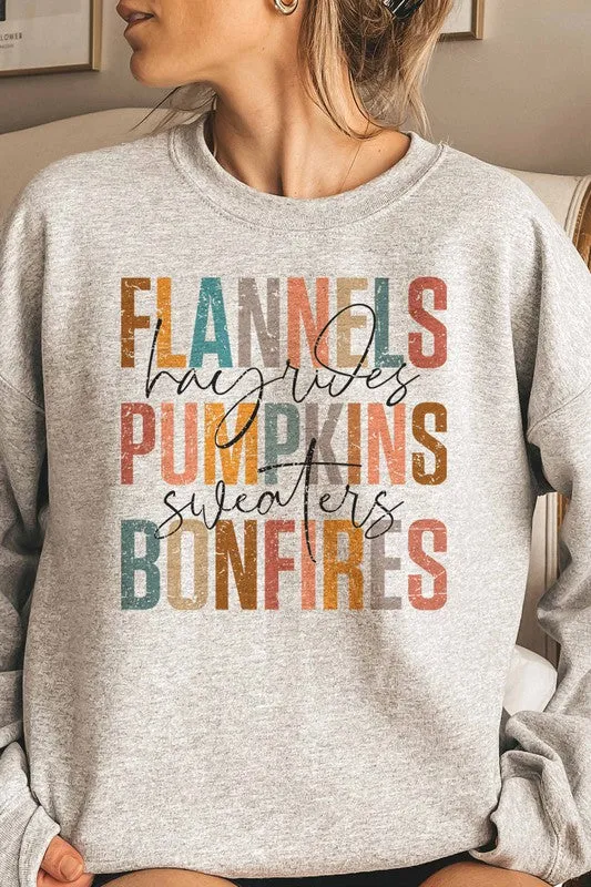 FLANNELS PUMPKINS BONFIRES GRAPHIC SWEATSHIRT