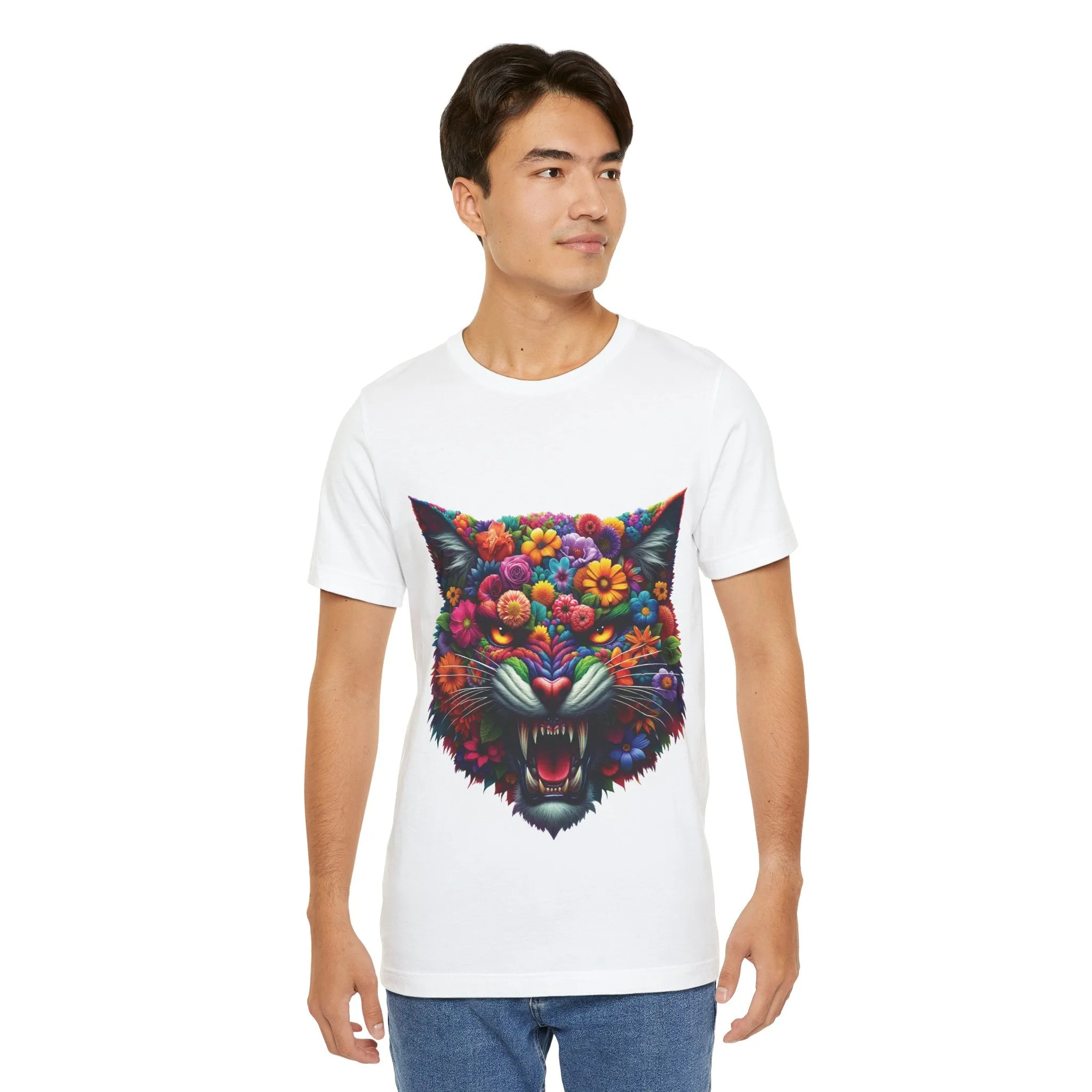 Floral Feral Cat T-shirt