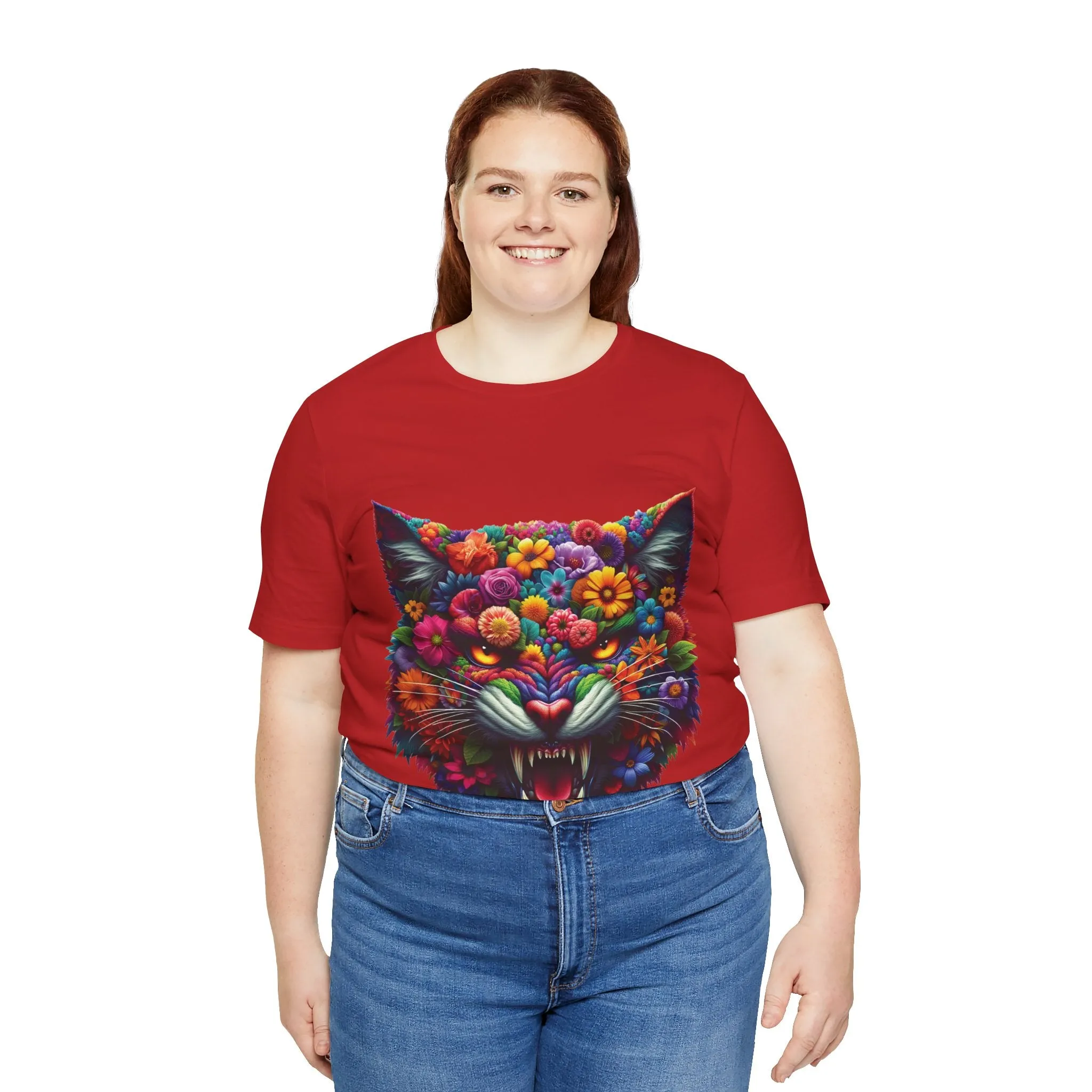 Floral Feral Cat T-shirt