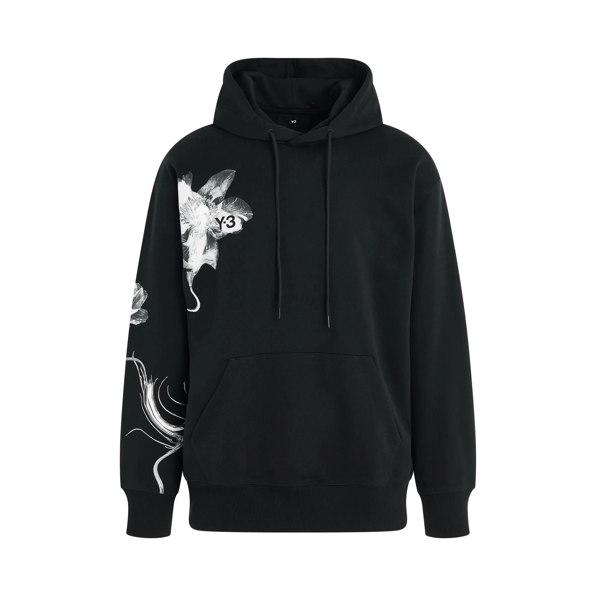 Flower Graphic Hoodie in Black