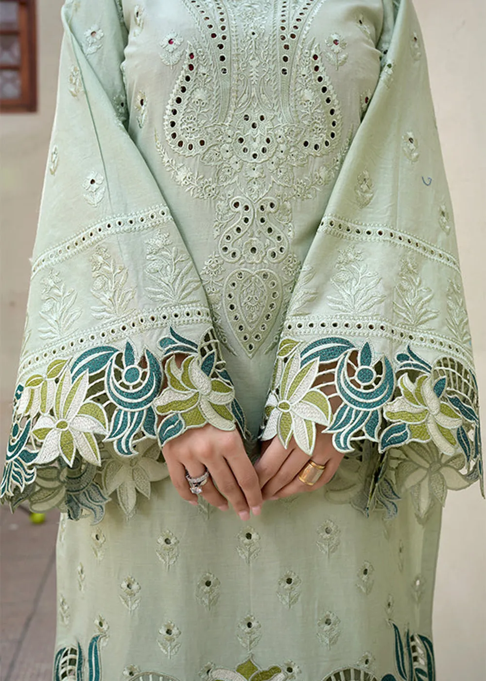 Green Lawn Dress - Bahaar Luxury Lawn '23 by Mariyam's - Amani B-1011