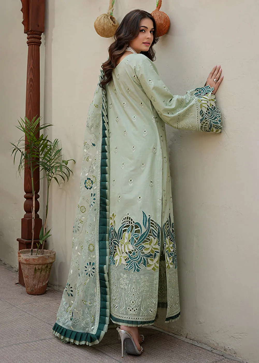 Green Lawn Dress - Bahaar Luxury Lawn '23 by Mariyam's - Amani B-1011