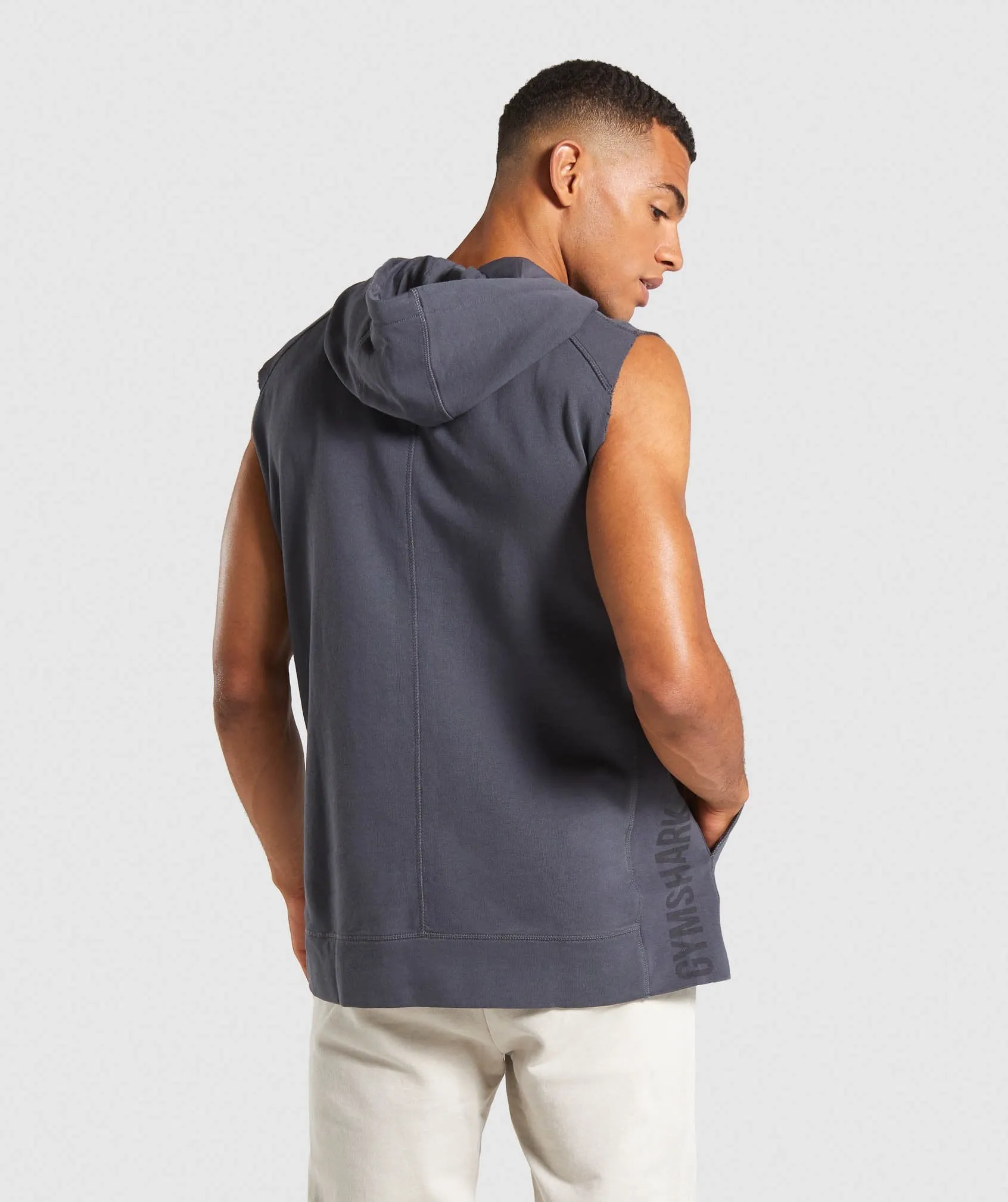 Gymshark Laundered Sleeveless Hoodie - Charcoal