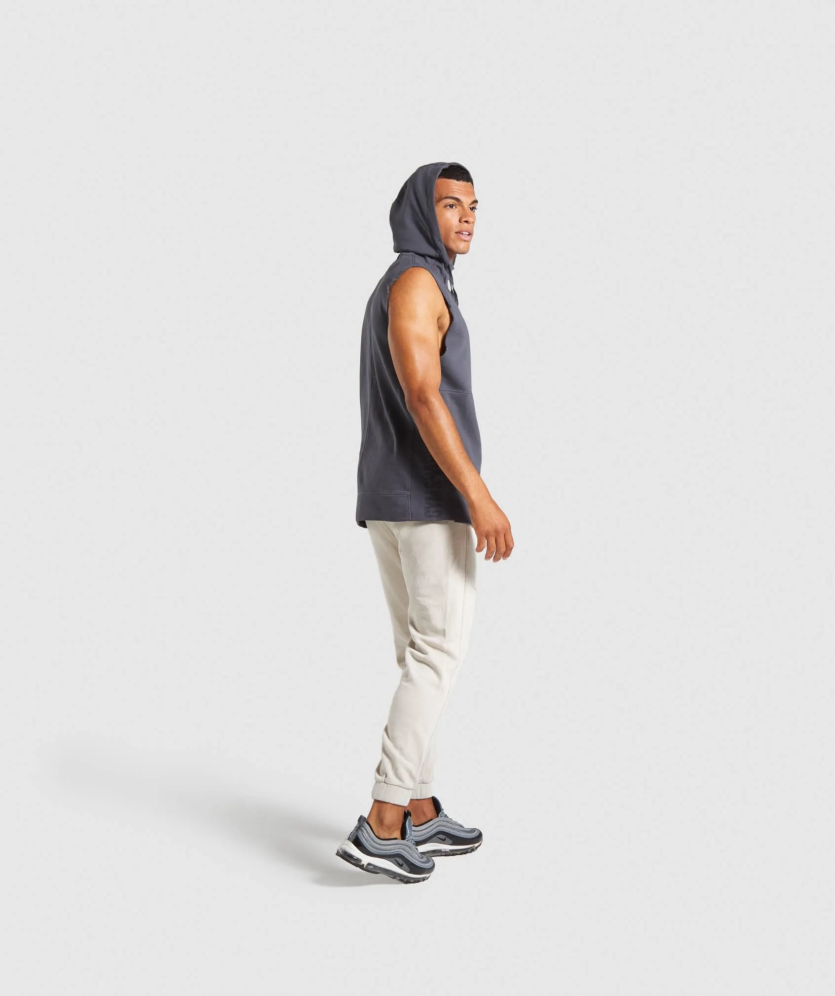 Gymshark Laundered Sleeveless Hoodie - Charcoal