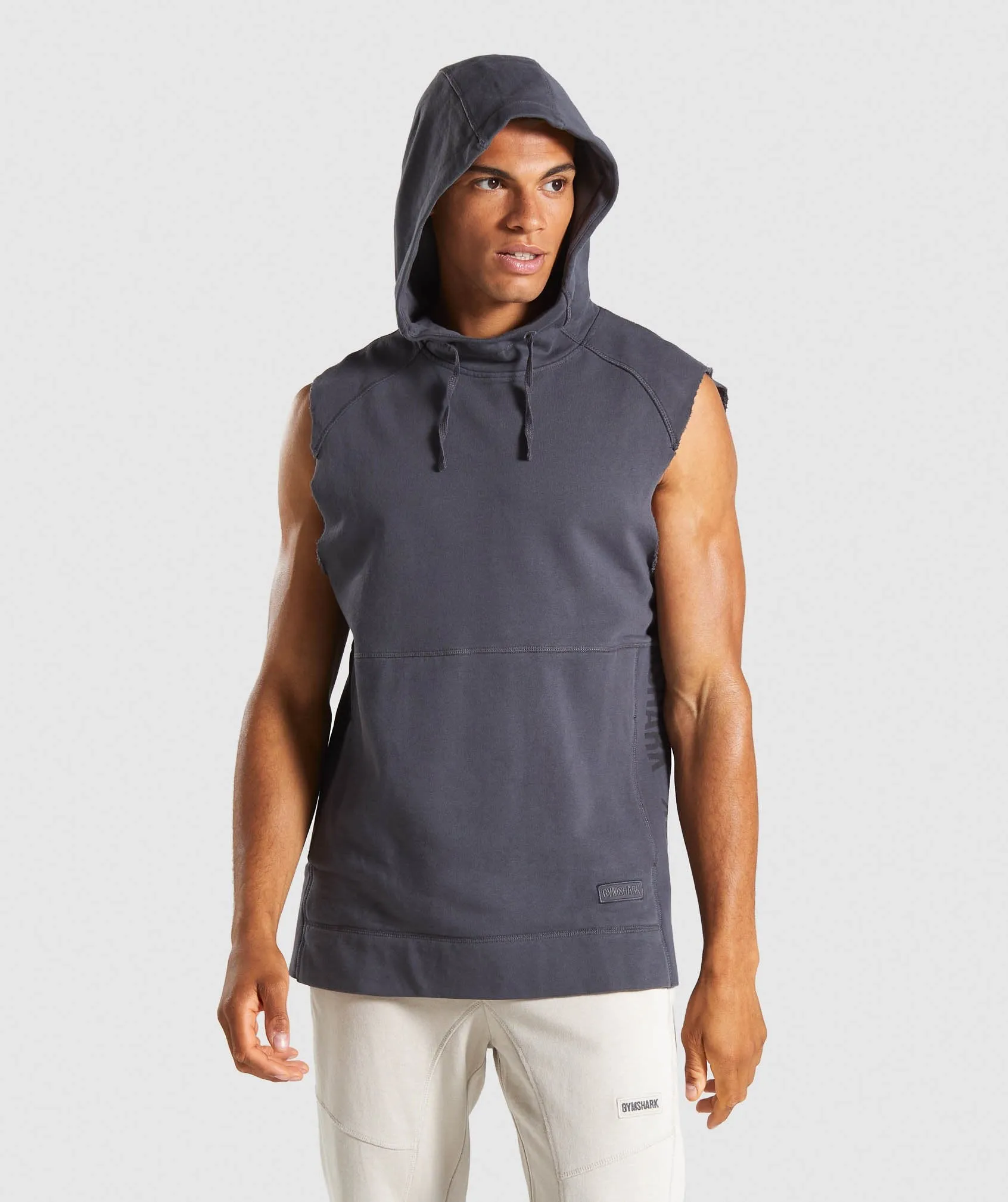 Gymshark Laundered Sleeveless Hoodie - Charcoal