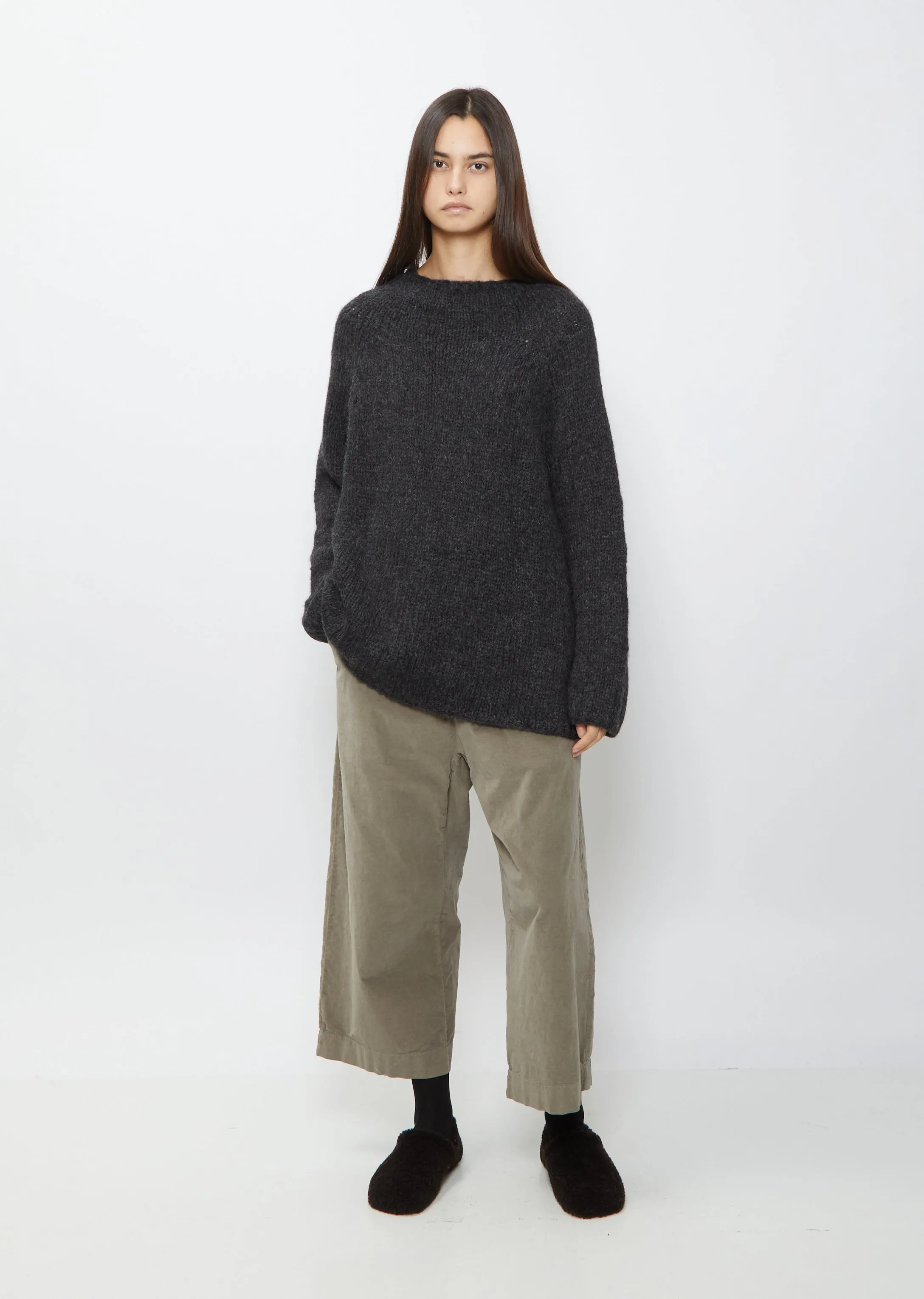 High-Neck Sweater— Charcoal