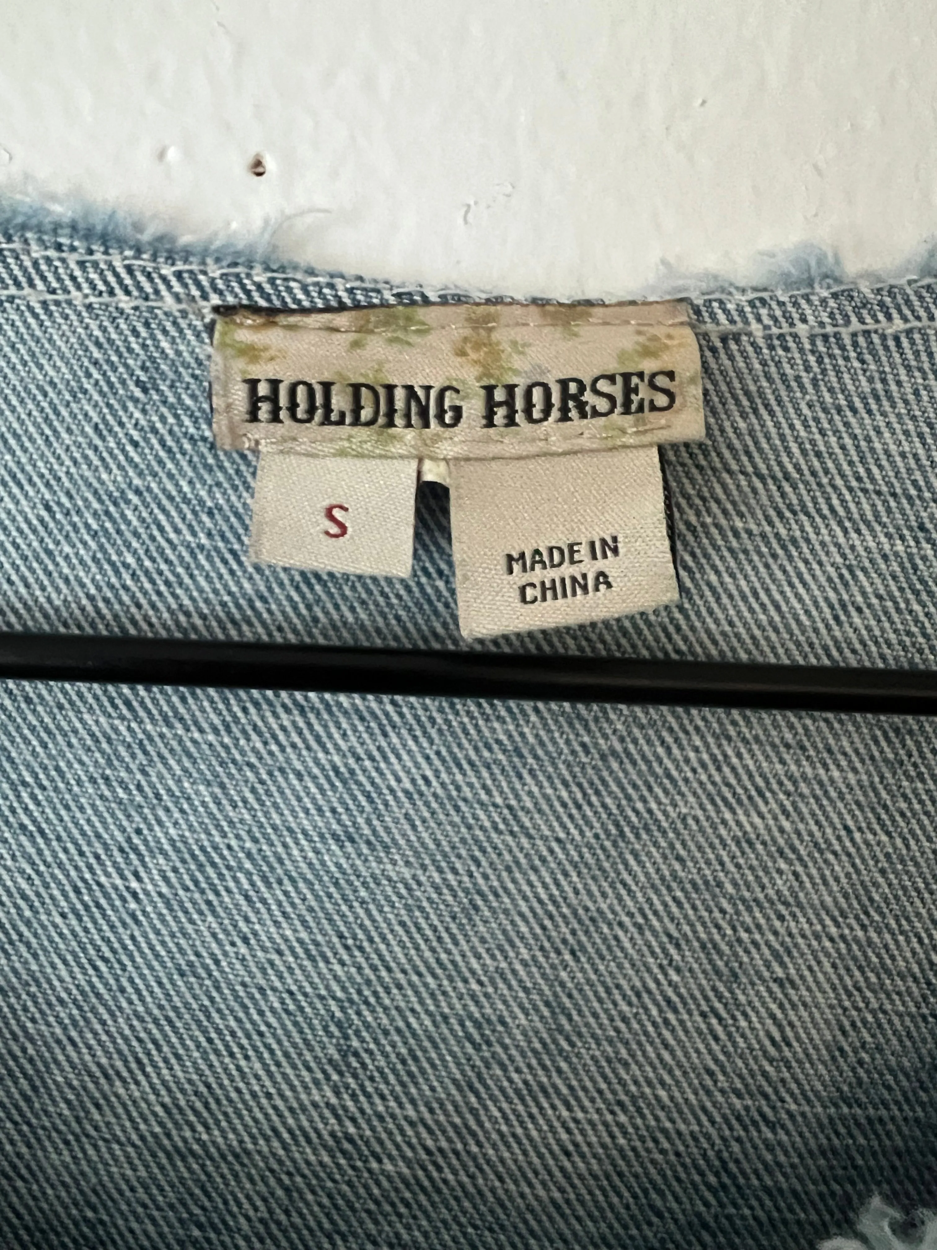 Holding Horses Denim Leaves Shift Dress