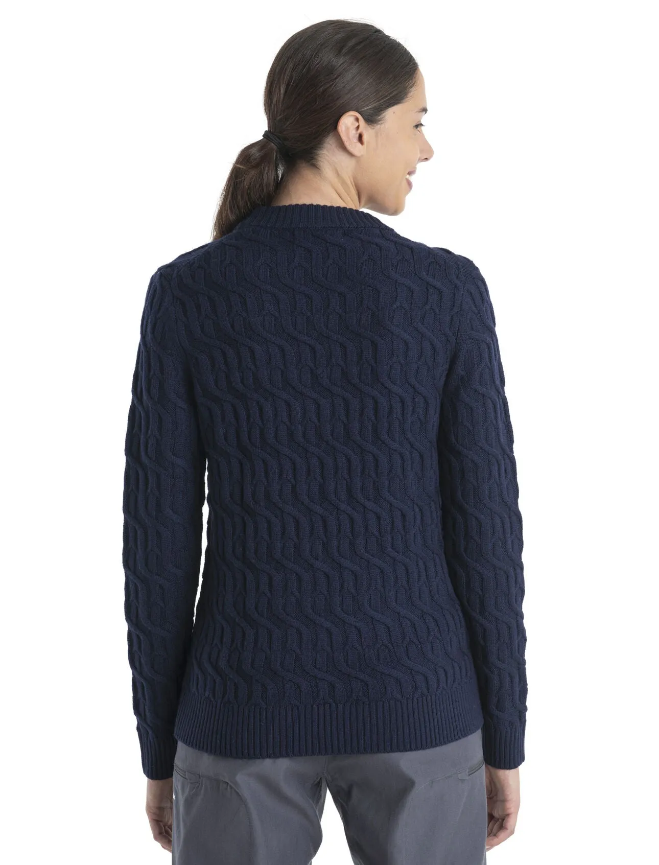 Icebreaker Merino Cable Knit Crewe Sweater (Women's) Midnight Navy