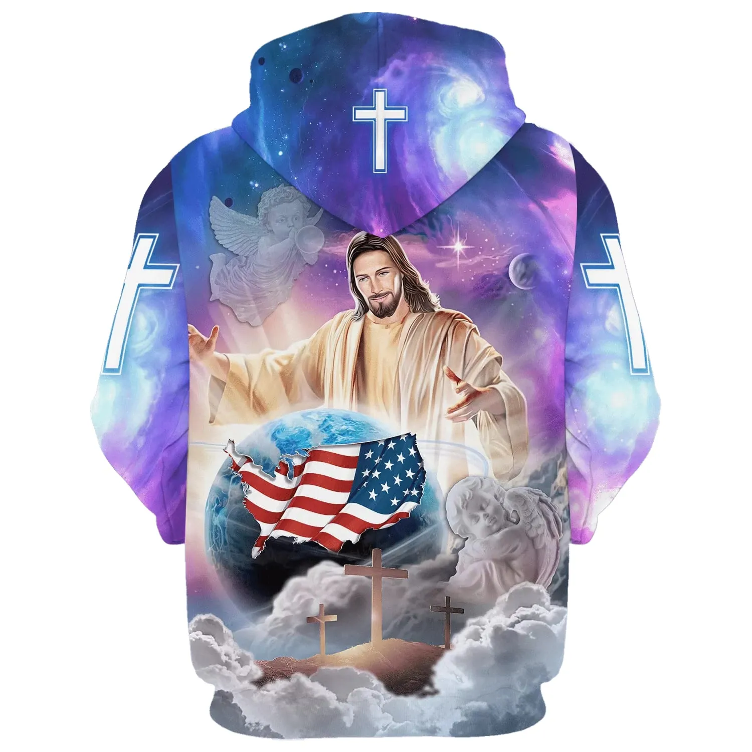 Jesus Hands Holding Earth 3d Hoodie Christian American Flag 3d Hoodies Jesus Hoodie