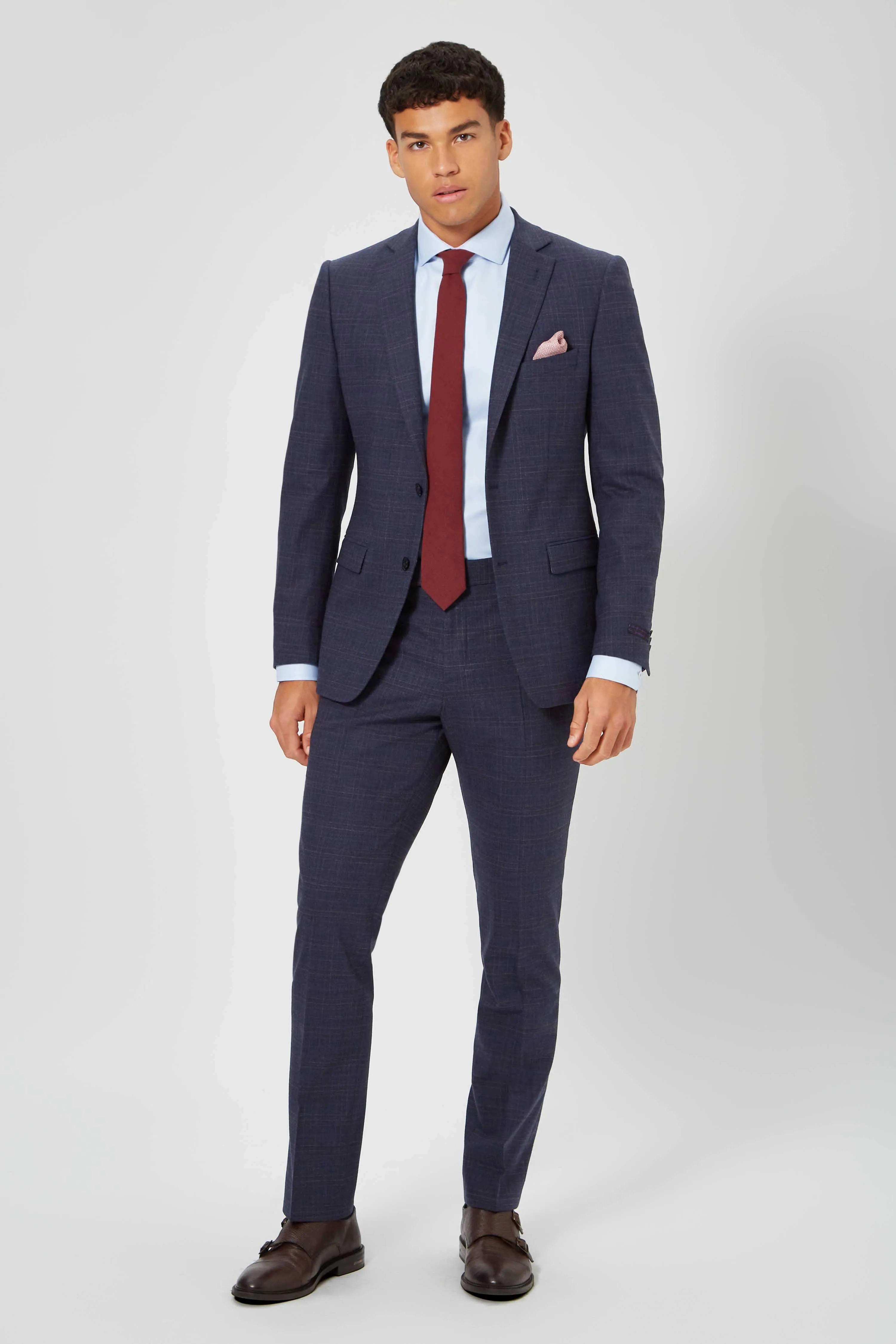 Kilburn Slim Fit Navy Check Wool Suit - ARCHIVE