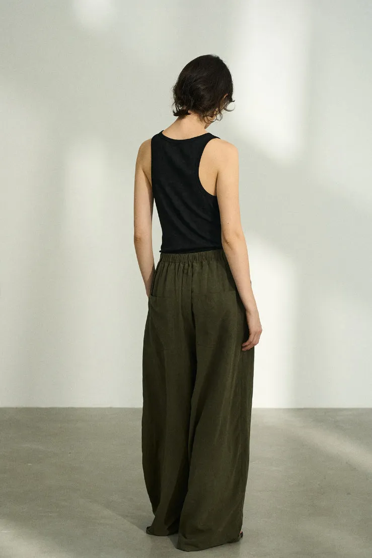 Lyocell drape wide leg pants | 4 color