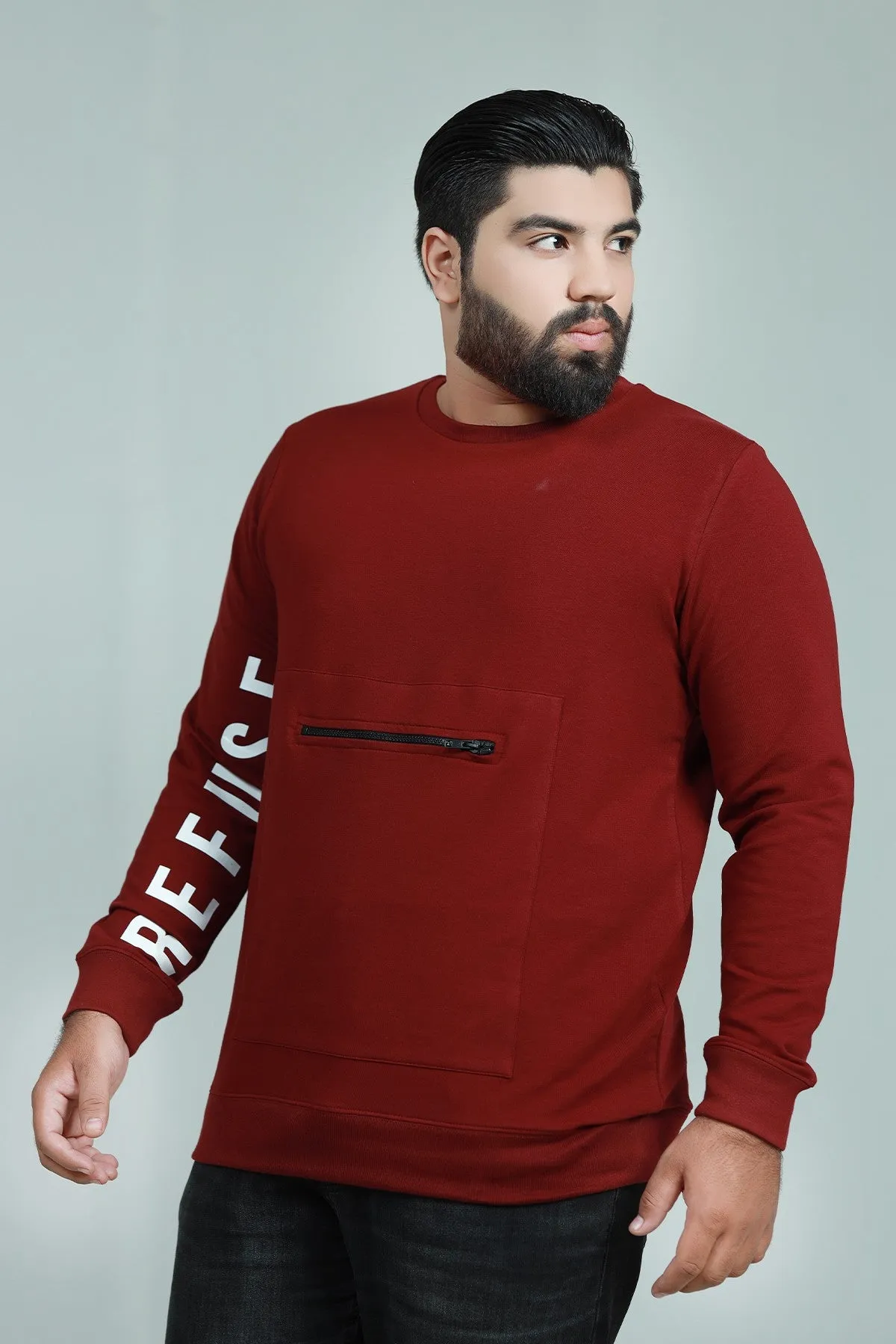 Maroon Graphic Sweatshirt (Plus Size) - W21 - MSW024P