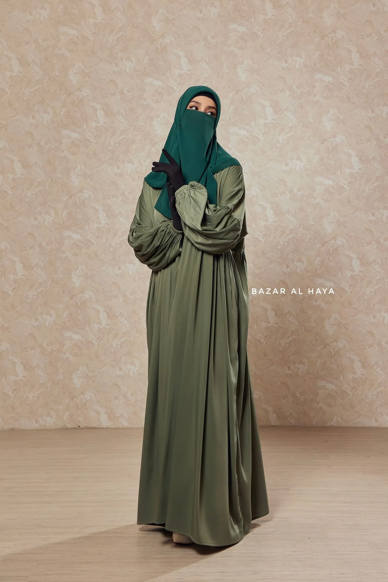 Olive Muna 2 Loose Fit Summer Abaya Dress - Sheen Kharir