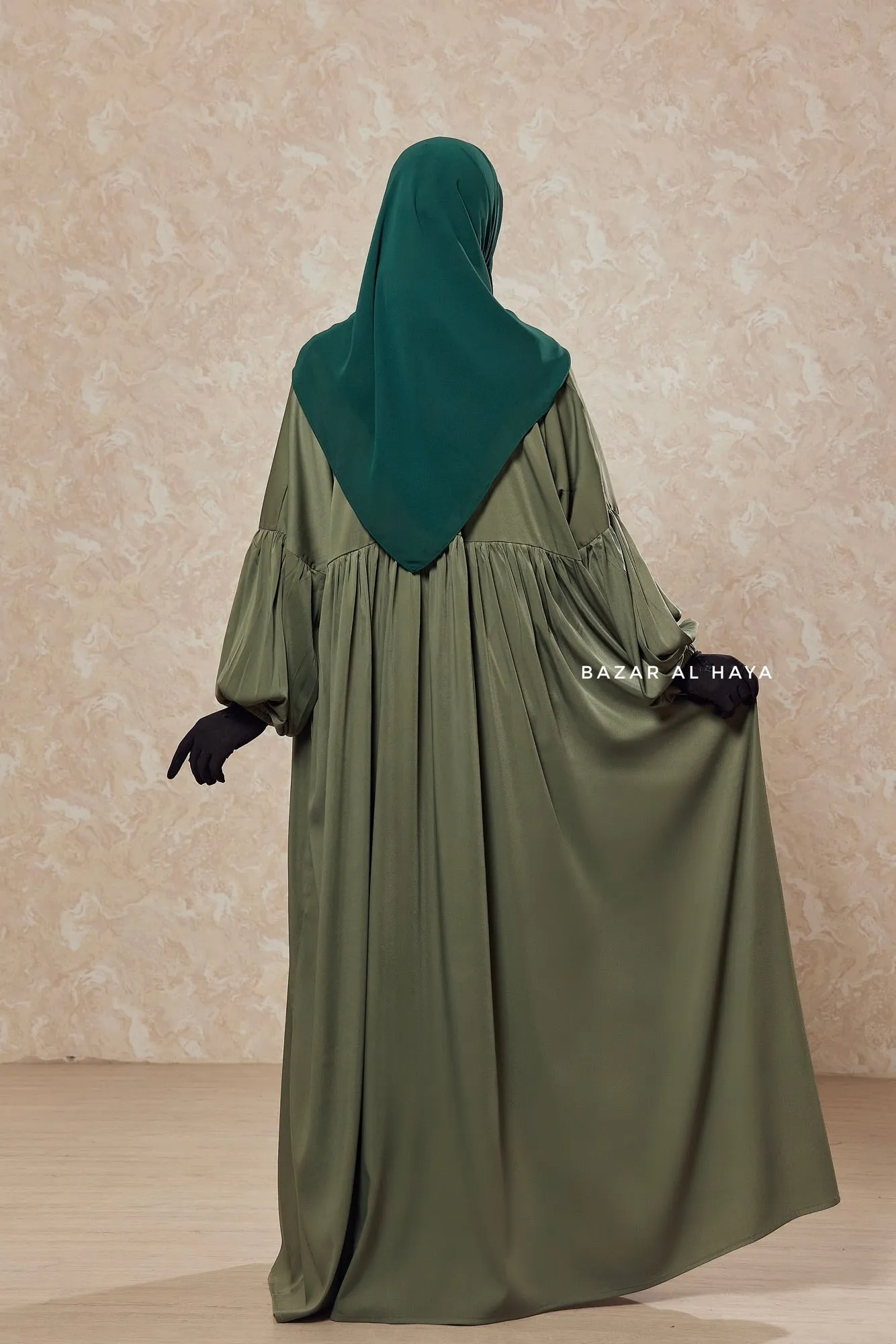 Olive Muna 2 Loose Fit Summer Abaya Dress - Sheen Kharir