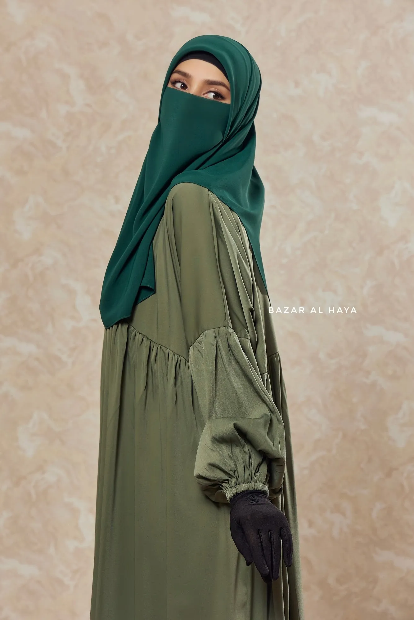 Olive Muna 2 Loose Fit Summer Abaya Dress - Sheen Kharir