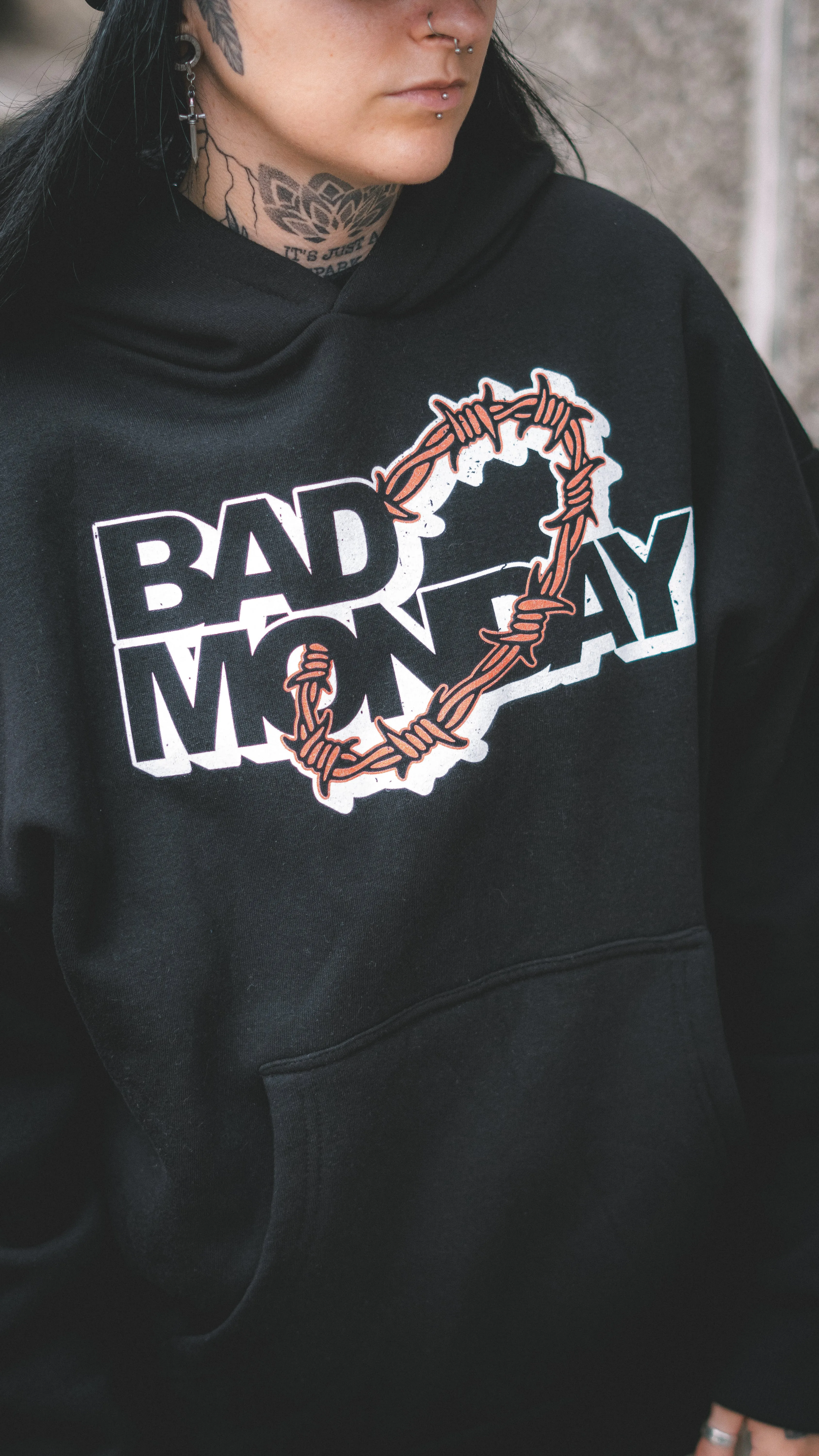 Oversized Barbed Logo Hoodie / Front Print