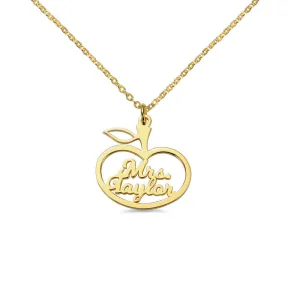 Personalized Apple Style Teacher Name Necklace