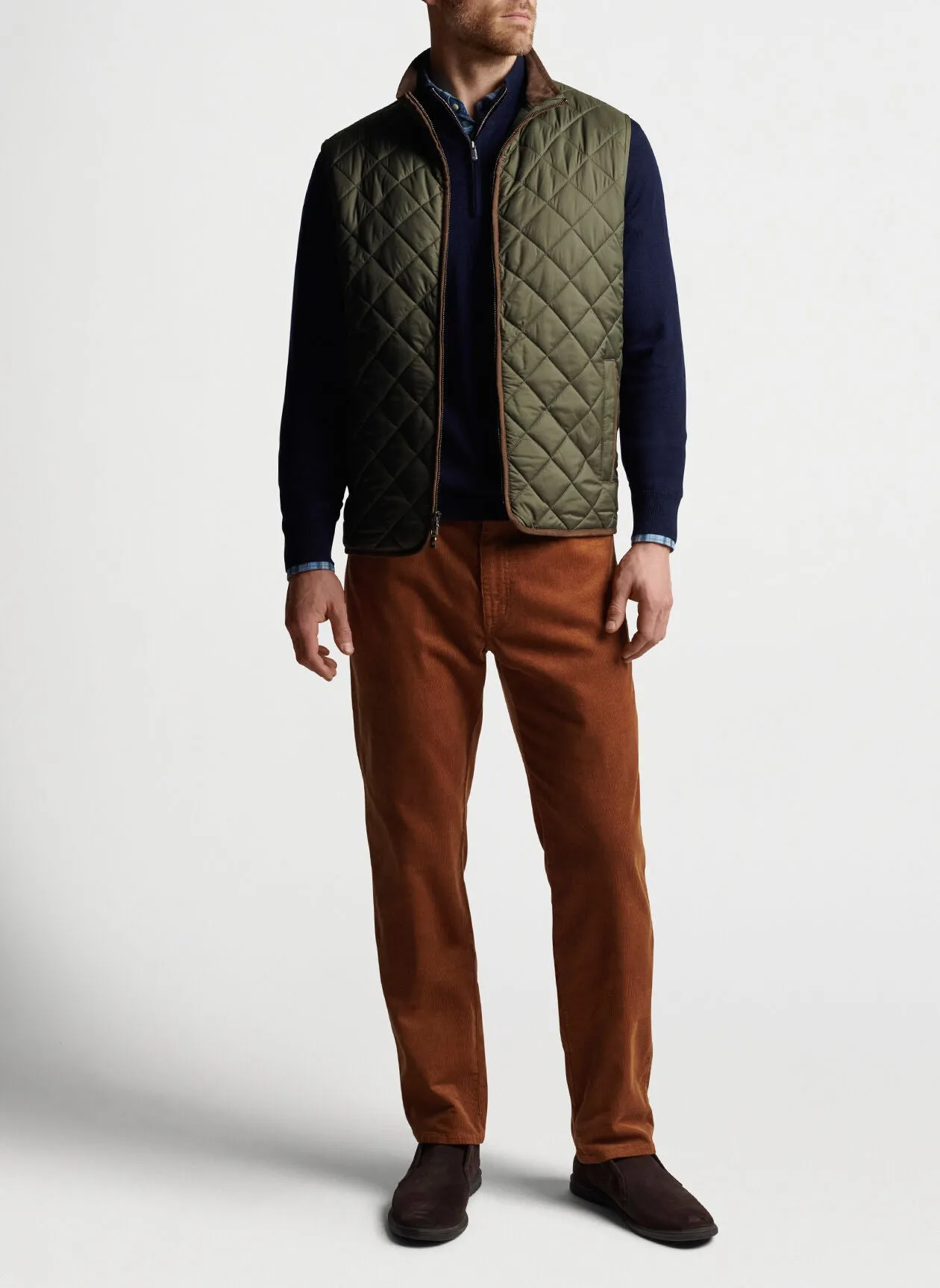 PETER MILLAR ESSEX QUILTED TRAVEL VEST - OLIVE