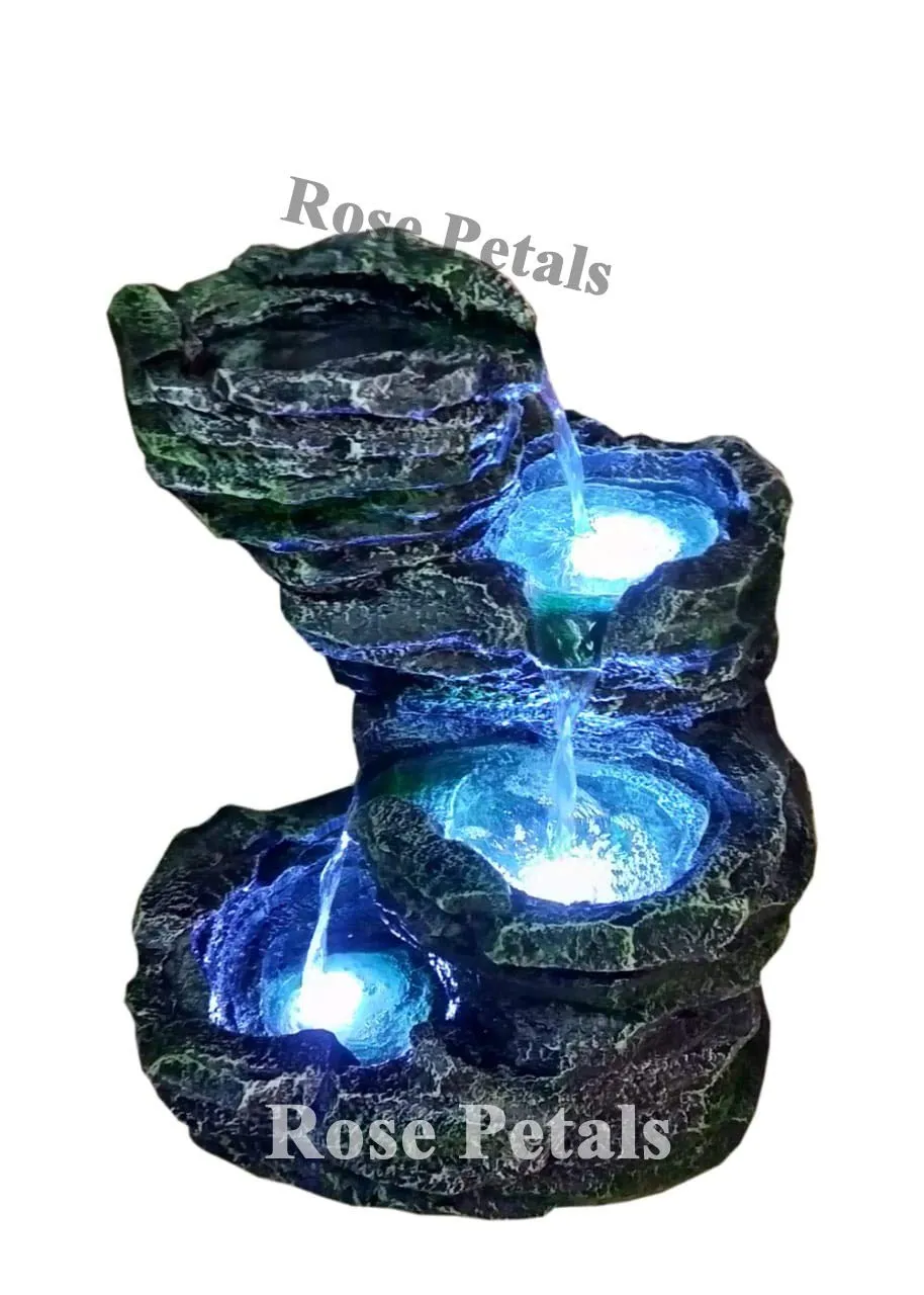 Rose Petals 3 Steps Water Fountain for Home/Office/Garden/Indoor/Outdoor Decor