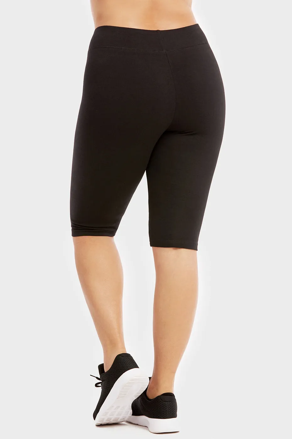 SOFRA COTTON LEGGING SHORTS 21" OUTSEAM PLUS SIZE (WP4021X_BLACK)