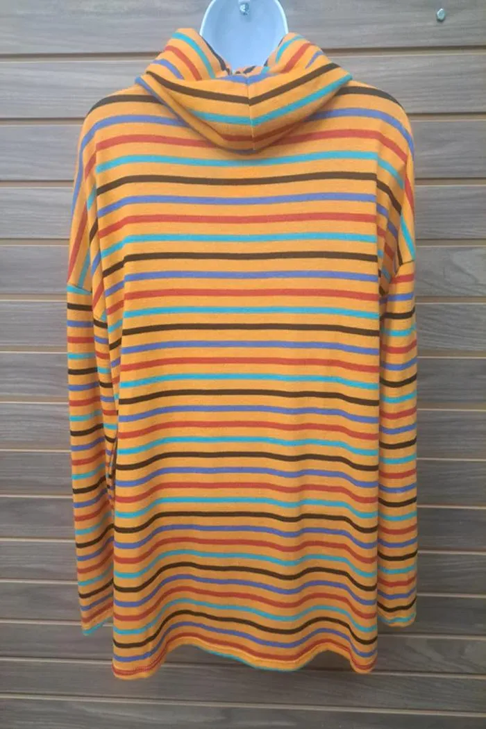 Stripe Golden Yellow Cowl W/Tie Long Sleeve