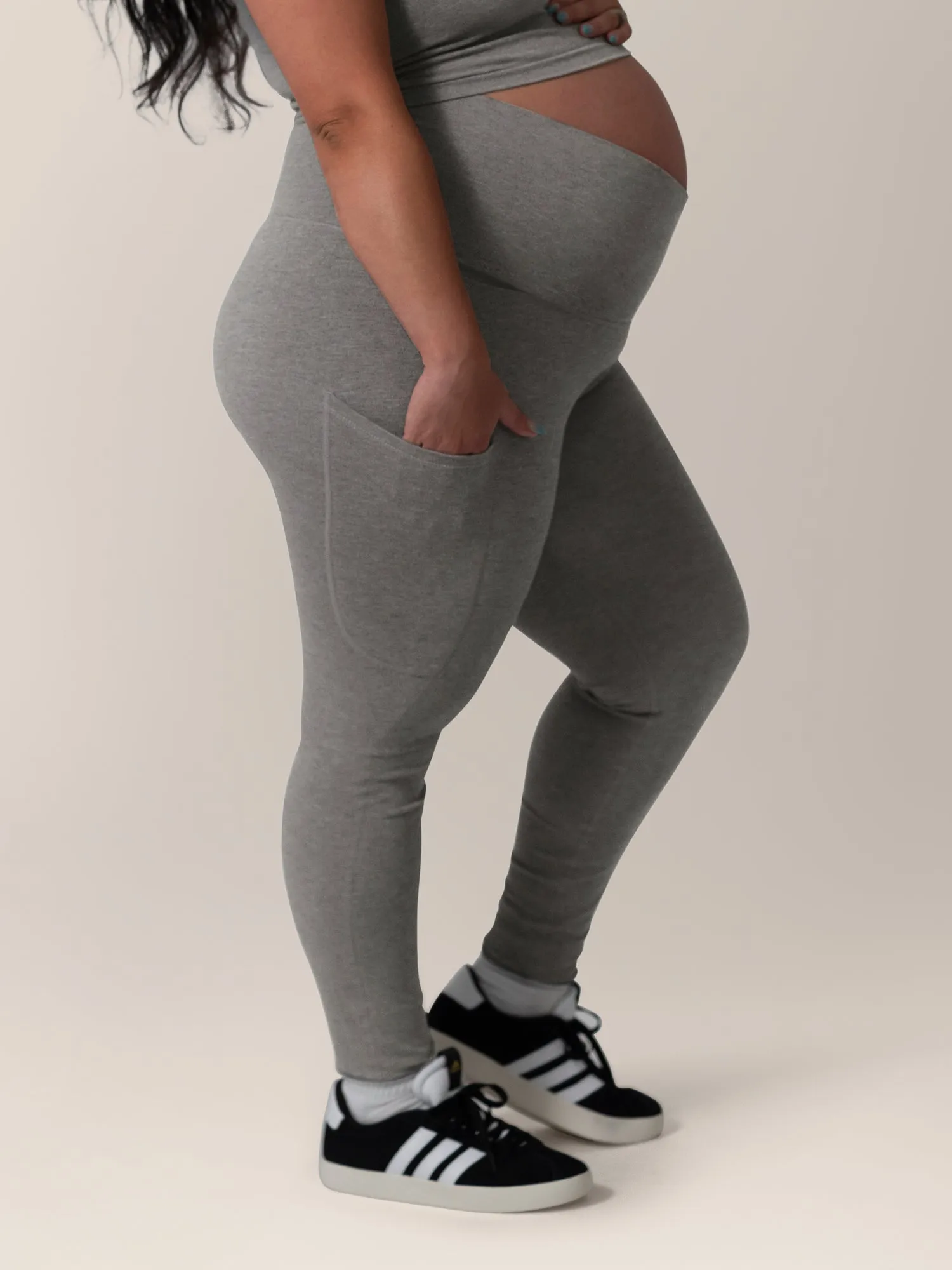 Sublime®️ Bamboo Maternity & Postpartum Crossover Legging | Charcoal