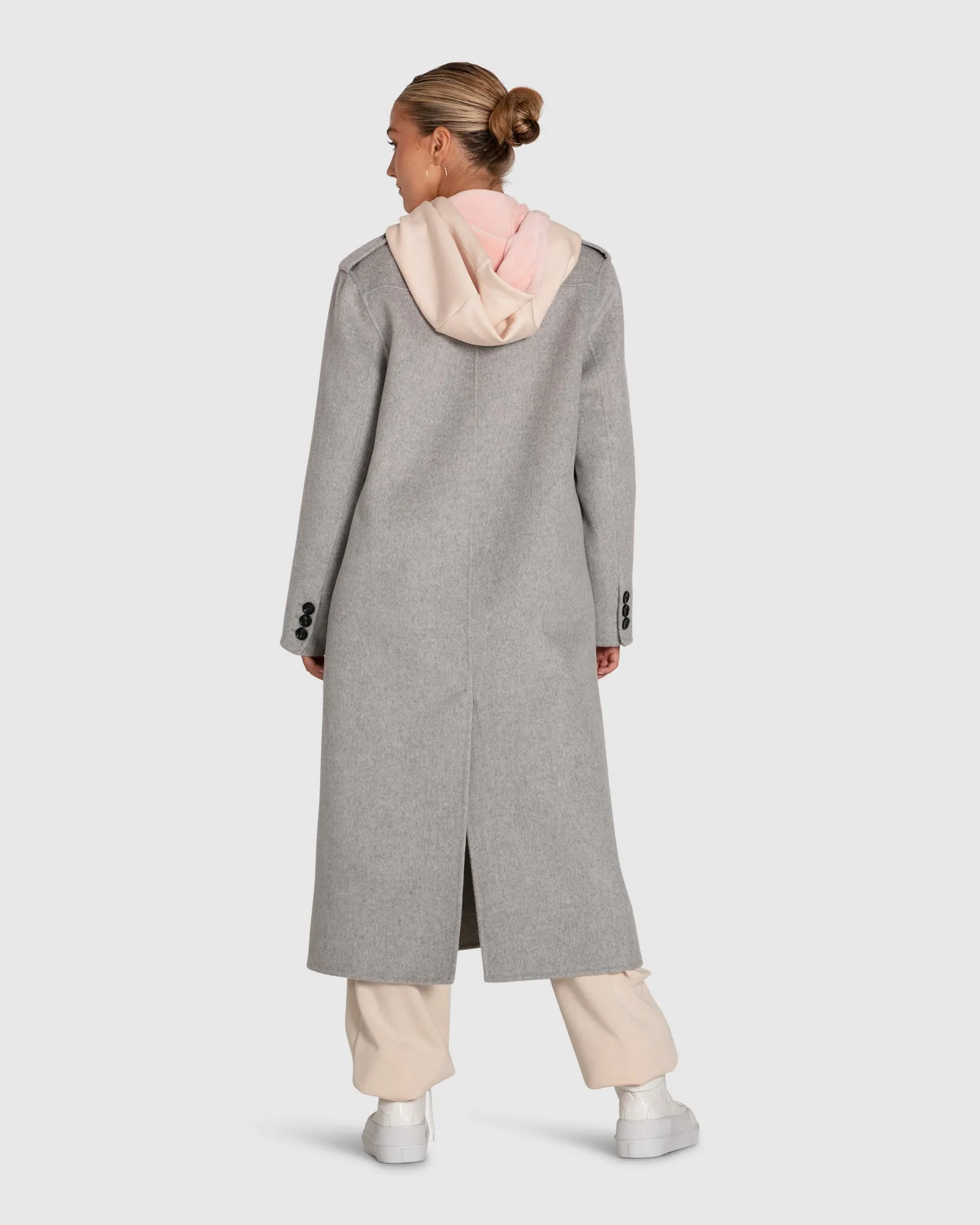 Tainted Love Longline Coat - Grey Marle