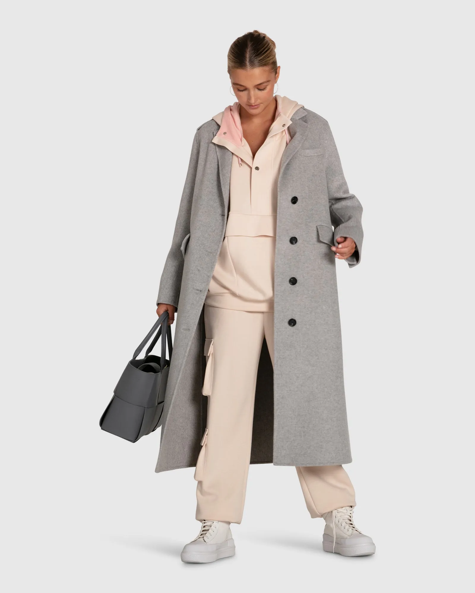 Tainted Love Longline Coat - Grey Marle