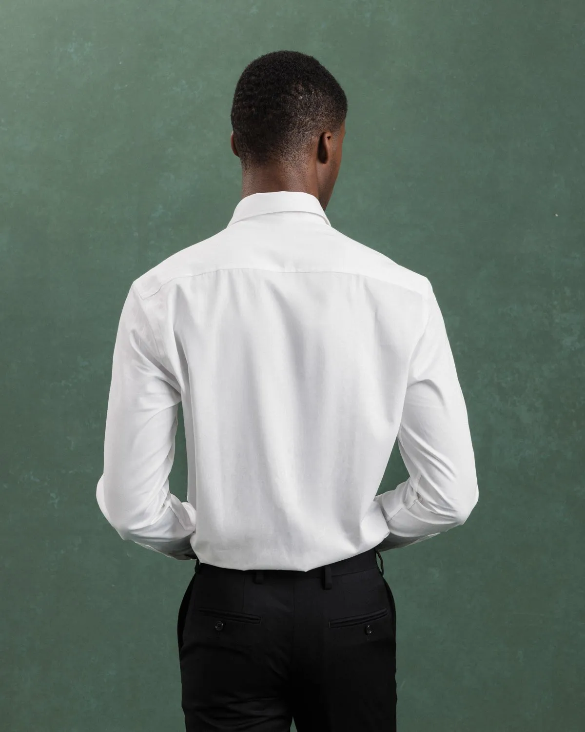 White Sateen Shirt with Yellow Flora Accents