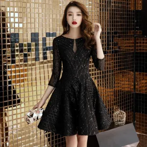 Women's Black Dinner Party Cocktail Party Birthday Party Dress Small Dress Short Socialite