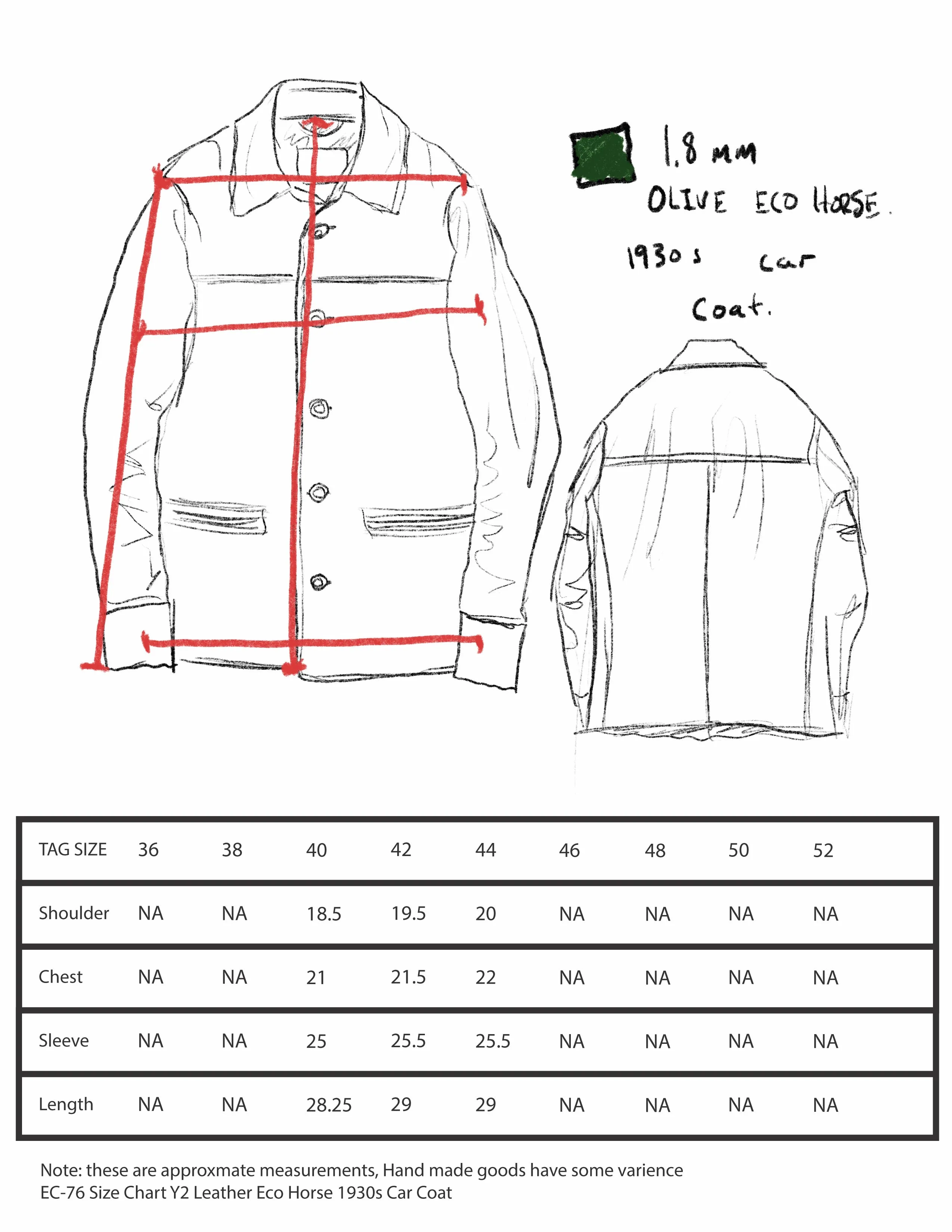 Y'2 Leather EC-76 ECO HORSE 30'S CAR COAT